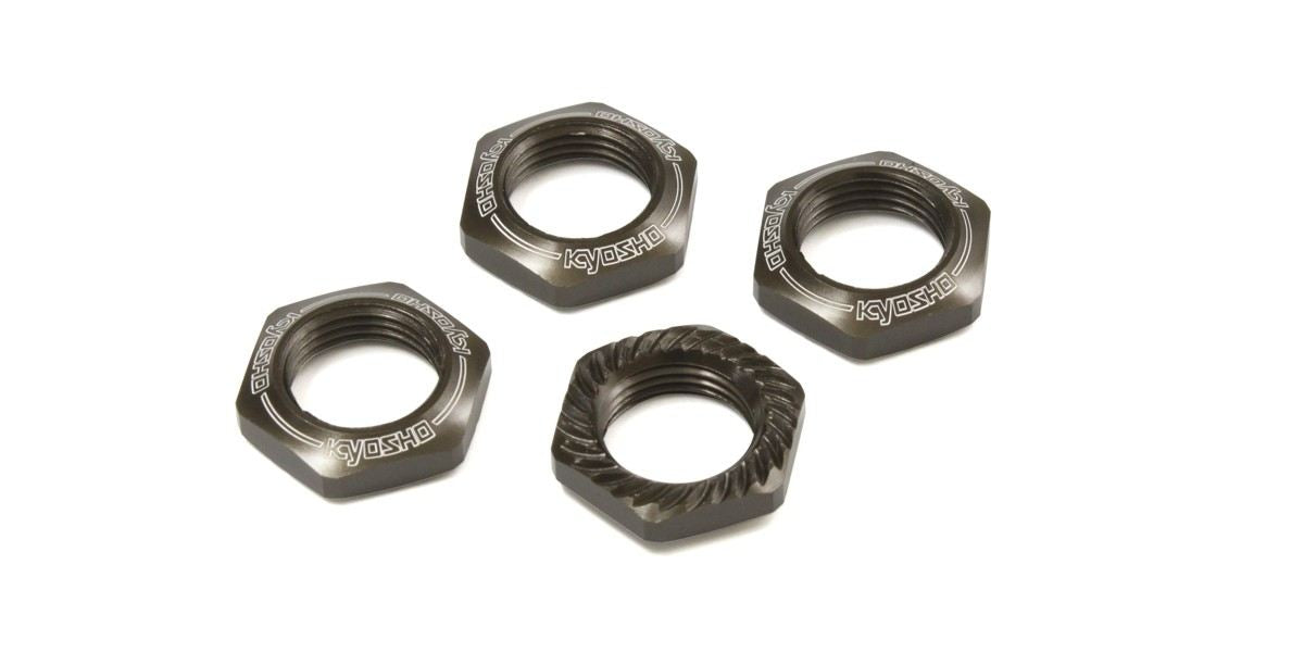 Kyosho Wheel Nut: Gunmetal Serated(4)