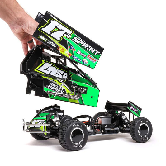 22S Sprint Car, RTR, Green: 1/10 2WD (Requires Battery and Charger) by LOSI
