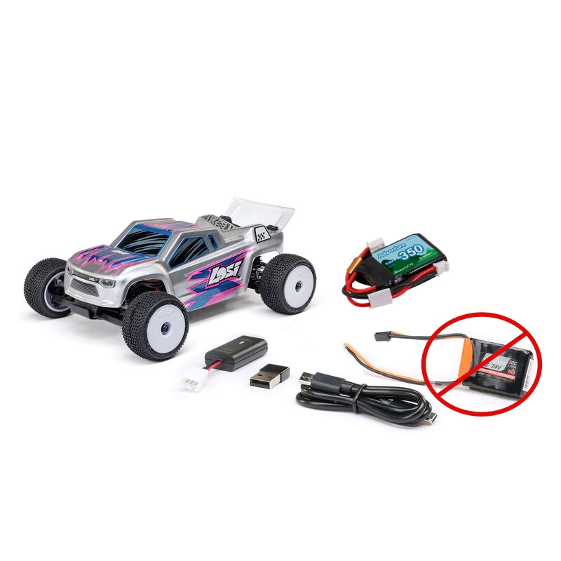 Micro-T 1/28 2WD Silver RTR Scratch N Dent with Gensace Battery by LOSI