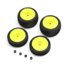 Tires, Wheels, Yellow, Mounted: Micro-B by LOSI