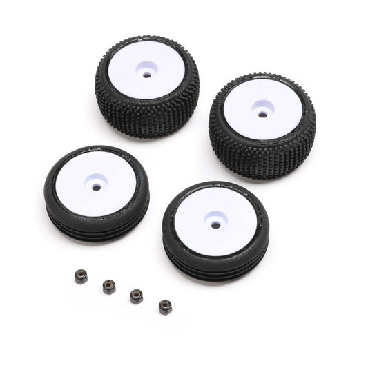 Tires, Wheels, White, Mounted: Micro-B by LOSI