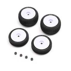Tires, Wheels, White, Mounted: Micro-B by LOSI