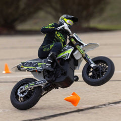 Promoto-SM 1/4 Super Moto Motorcycle, FXR, White: RTR Basic (Requires Battery