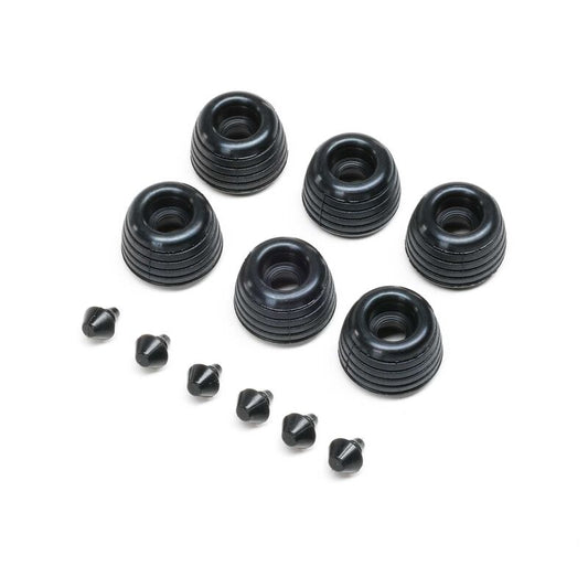 Rubber Lean Bar Wheels & Stops (6): PM-SM by LOSI