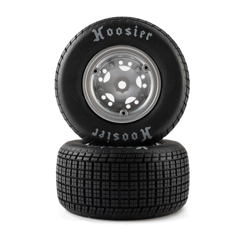 Losi Hoosier Tires, Soft, Mounted, Satin Aluminum, Left/Right (2): 22S DLM