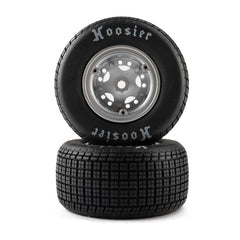 Losi Hoosier Tires, Soft, Mounted, Satin Aluminum, Left/Right (2): 22S DLM