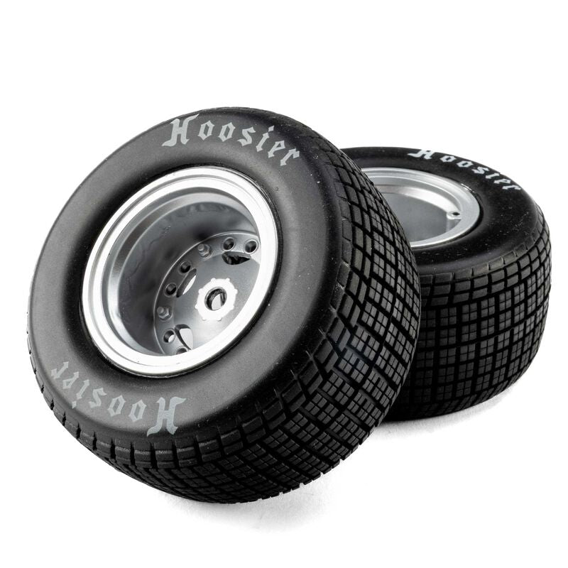 Losi Hoosier Tires, Medium, Mounted, Satin Aluminum, Left/Right (2): 22S Dirt