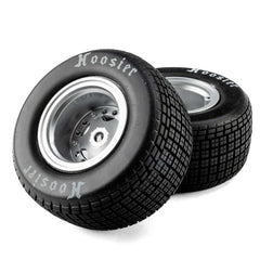 Losi Hoosier Tires, Medium, Mounted, Satin Aluminum, Left/Right (2): 22S Dirt