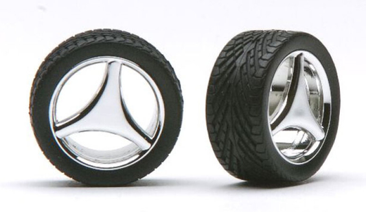 Pegasus 1/24 3 Spoke Rims w/Tires Chrm