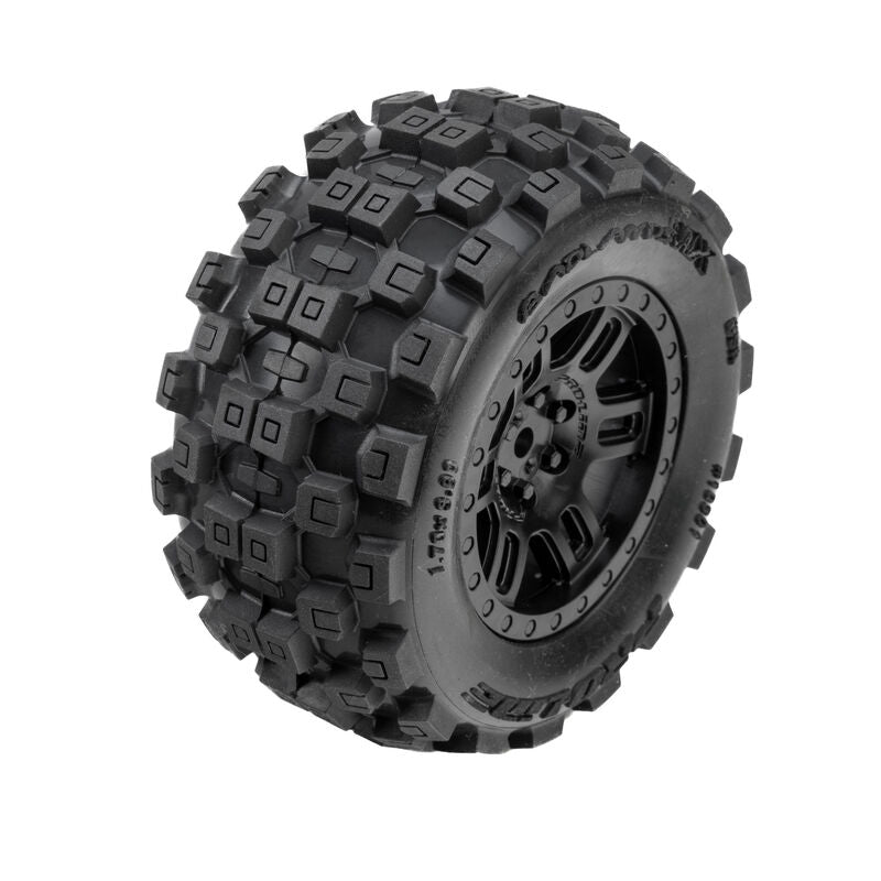 Badlands F/R Tires MTD 12mm Black Split Six (2) for ARRMA MINI KRATON