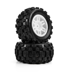 Badlands MX F/R MT Tires MTD 12mm White Split Six (2): ARRMA MINI KRATON by