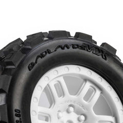 Badlands MX F/R MT Tires MTD 12mm White Split Six (2): ARRMA MINI KRATON by