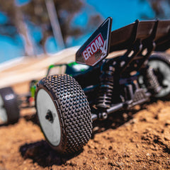 Hole Shot 3.0 Buggy Tires MTD Velocity White Wheels for Arrma Typhon Grom by