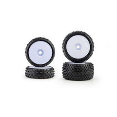 Wedge Front and Prism Rear Carpet Tires Mounted 7mm White (4): Losi Micro-B