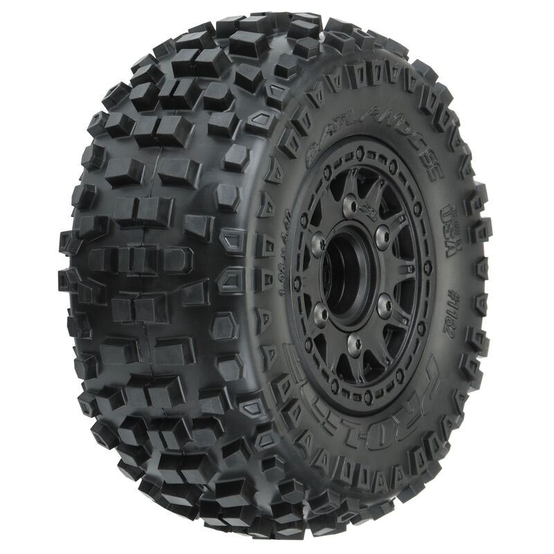 1/10 Badlands Front/Rear 2.2"/3.0" SC Mounted 12mm Black Raid (2) by Proline