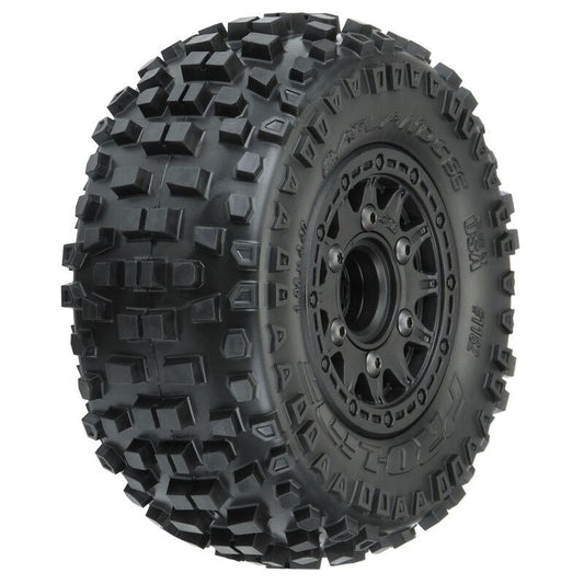 1/10 Badlands Front/Rear 2.2"/3.0" SC Mounted 12mm Black Raid (2) by Proline