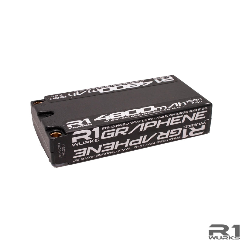 R1 WURKS 4800mah 150c 7.6v 2S LCG Shorty LiPo Battery, Graphene