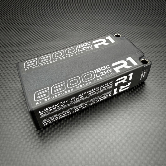 R1 WURKS 6600mah 120c 7.6v 2S HV Shorty LiPo Battery, Silicon Graphene, 220g