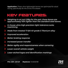 R1WURKS (22 Series) Ultra-lightweight Titanium HD Rear CVA Drive Shaft Bones,