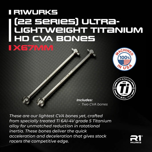 R1WURKS (22 Series) Ultra-lightweight Titanium HD Rear CVA Drive Shaft Bones,