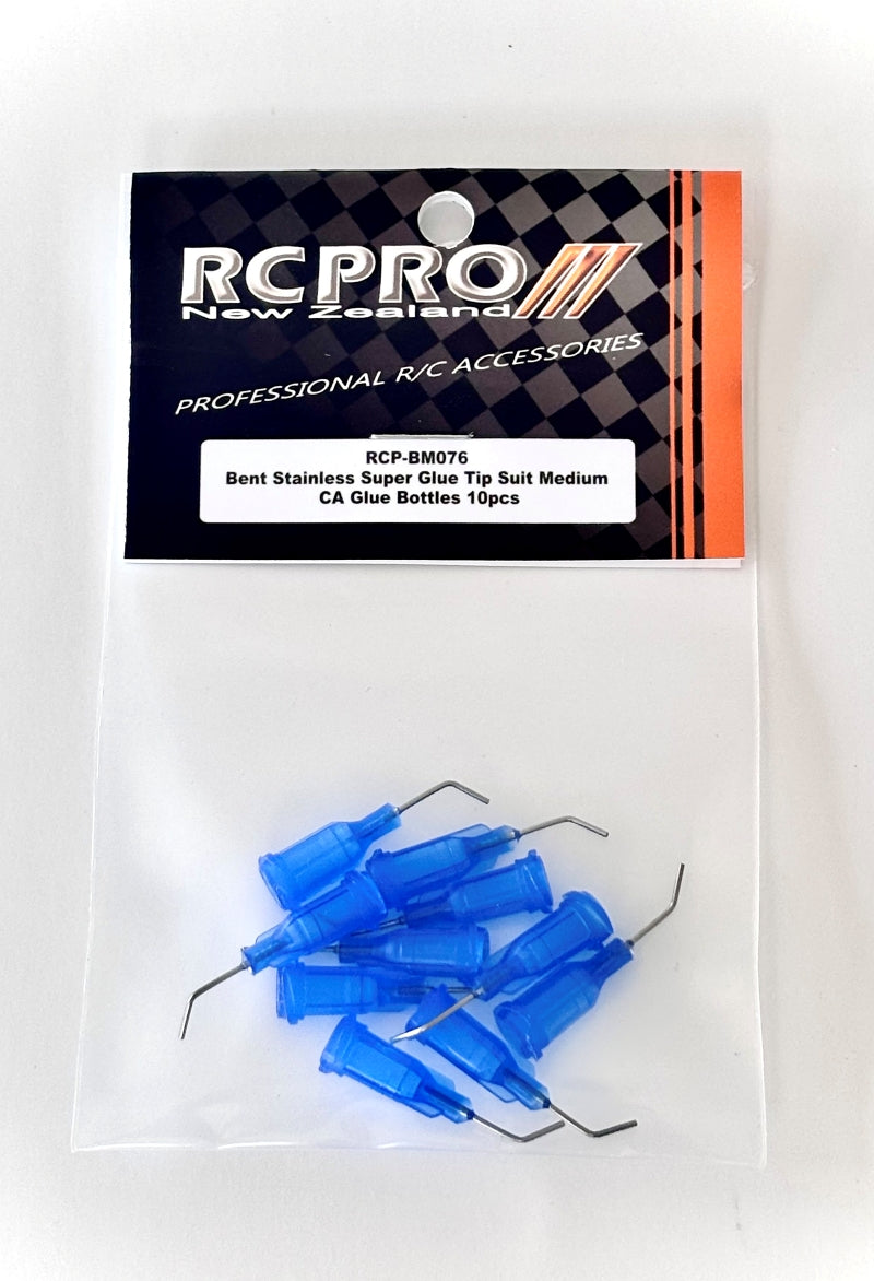 Bent Stainless Super Glue Tip Suit Medium CA Glue Bottles Blue 10pcs by RC PRO