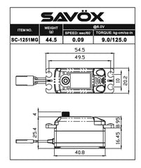BLACK Savox LOW Profile Coreless Digital Servo,9kg/cm, 0.09 sec, 6.0V With Soft