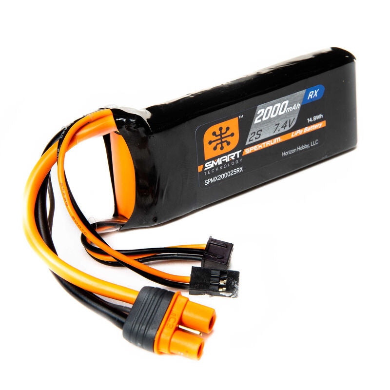 2000mAh 2S 7.4V Smart LiPo Receiver Battery; IC3 by Spektrum