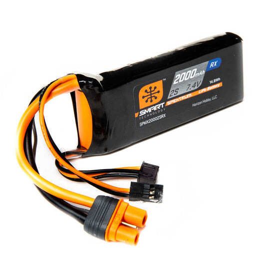 2000mAh 2S 7.4V Smart LiPo Receiver Battery; IC3 by Spektrum