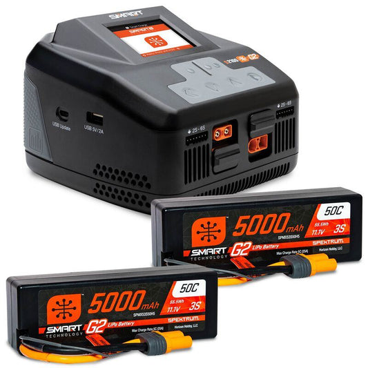 Spektrum Smart Powerstage 6S Surface Bundle: (2) G2 5000mAh 3S LiPo IC5 and S210
