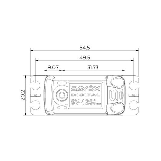 Savox Low Profile HV Metal Gear Servo 22Kg, 0.075sec @8.4v 49g 40.8x20.2x27.35mm