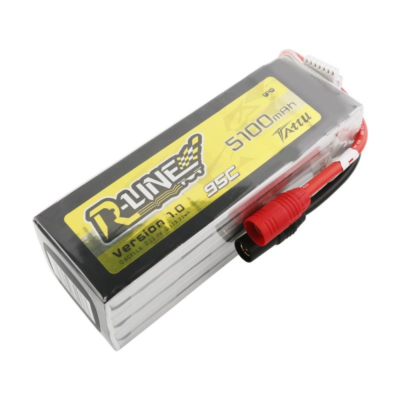 Gens ace Tattu 5100mAh 6S 22.2v 95C Lipo Battery 149x49x56mm 870g AS150 Plug & X