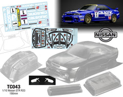 TC043-C 1/10 Nissan GTR R33, 190mm Wide Calsonic Decal Sheet