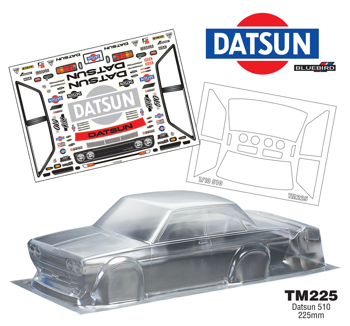 TM225 1/10 Mini Datsun 510, WB 225mm, Width 165mm