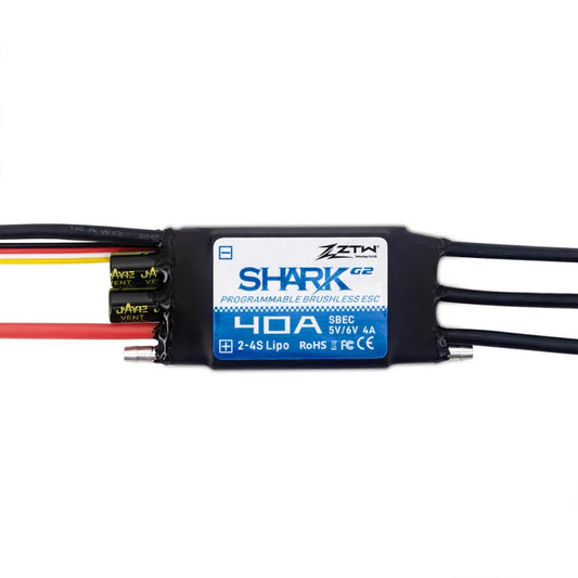 Shark 40A G2 Brushless Marine Boat ESC, 2-4s Lipo, Adjustable 8A SBEC 69x33x9mm