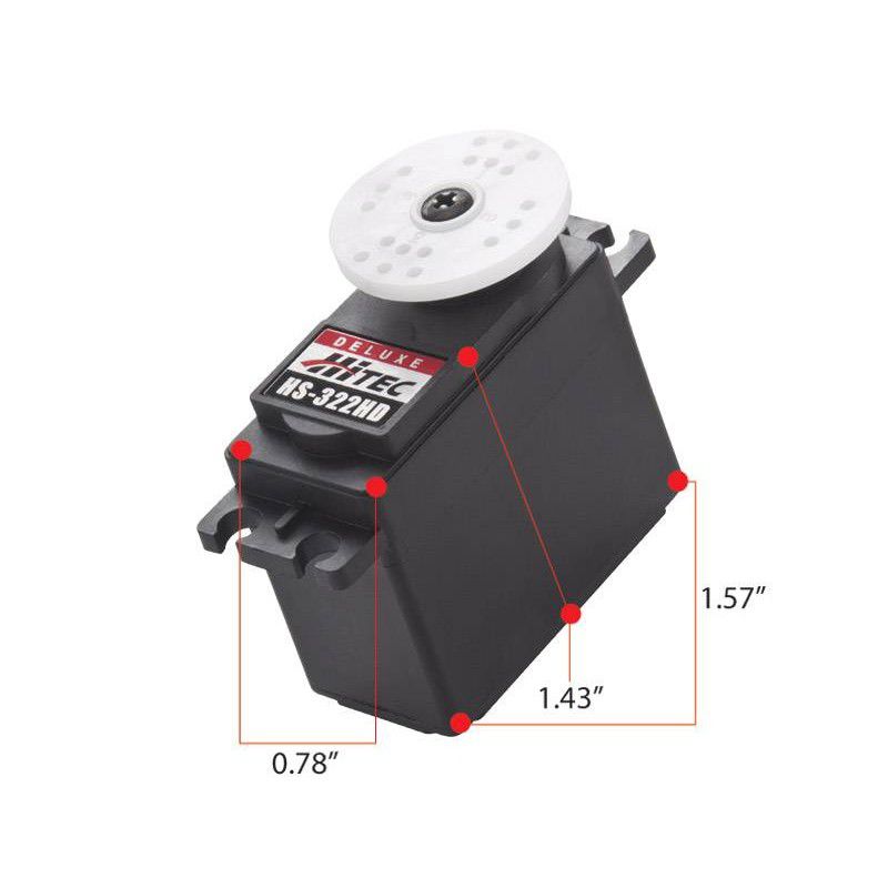 HS-322HD Standard Heavy Duty 4.8V 3kg/0.19sec, 6.0V 3.7kg/0.15, 40x20x36.5mm,
