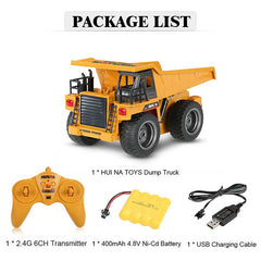 #1540 2.4G 6Ch RC Dump Truck w/die-cast cab, 1/18 scale by HUINA