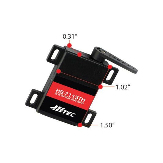 HS-7115TH HV Slim Wing Servo 6.0V 3.2kg/cm 0.12sec, 7.4V 3.9kgcm 0.10sec