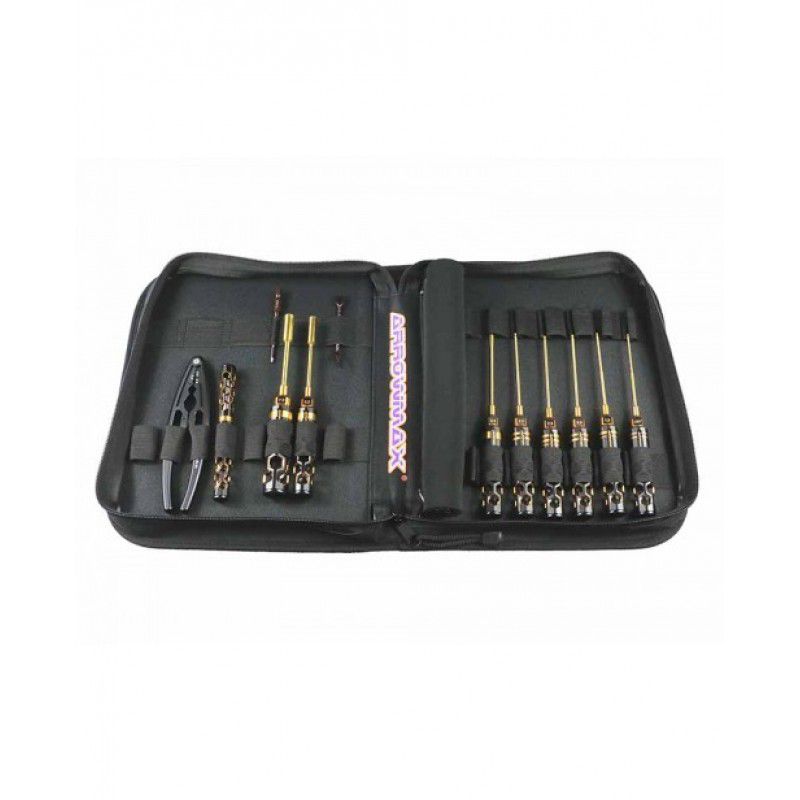 AM Toolset For 1/10 Offroad (12Pcs) With Tools Bag Black Golden by Arrowmax