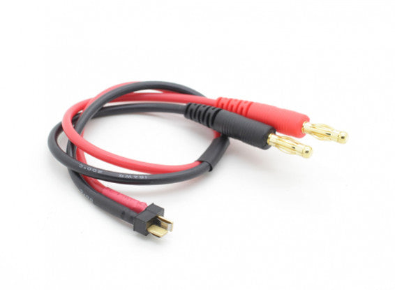 Mini T-Connector Charge Lead W/4mm Banana Plugs