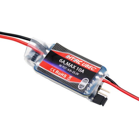 SBEC 6A cont 8A burst 2-6S LiPo, 5-18NC Output 5.0V-5.5V-6.0V/6A 45x21x10mm 15g