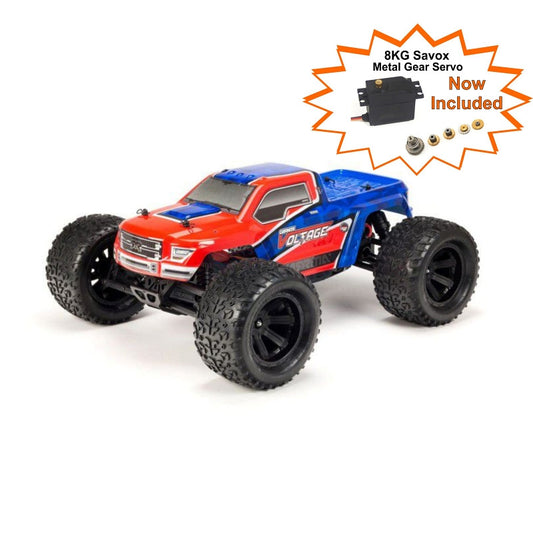 Granite Voltage 2WD Mega 1/10 MT RTR Red/Blue Includes Metal Gear Savox Servo