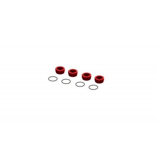 Aluminum Front Hub Nut Red (4) inc O-Rings by ARRMA