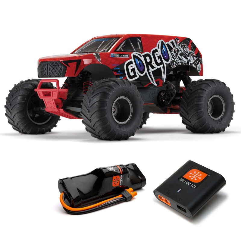 1/10 GORGON 4X2 MEGA 550 Brushed Monster Truck RTR with Battery & Charger, Red