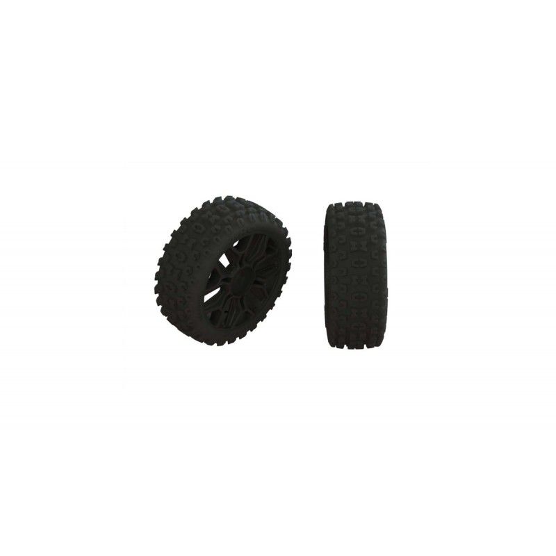 AR550057 2HO Tire Set Glued Black (2) Suits Typhon 4X4 Mega & 3S BLX 17mm Hex by