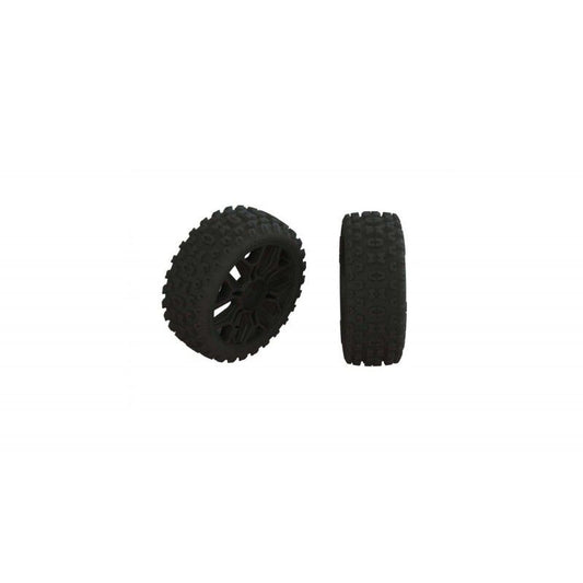 AR550057 2HO Tire Set Glued Black (2) Suits Typhon 4X4 Mega & 3S BLX 17mm Hex by
