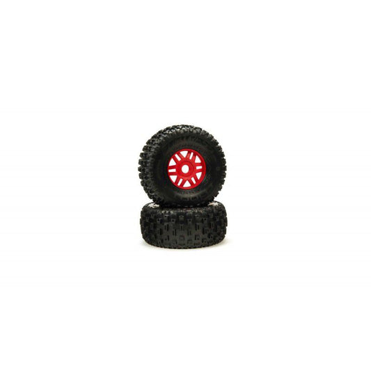 DBOOTS 'Fortress' Tire Set Glued (Red) (2pcs) by Arrma