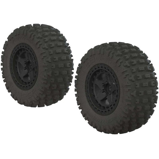 AR550042 Fortress SC Tire Set Glued Black (2) Senton Mega 4x4 and BLX by ARRMA