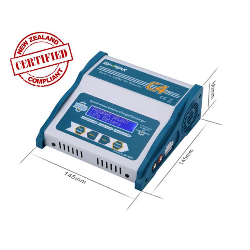EV-PEAK C4 AC/DC 80W Balance Charger. Input AC100-240V, DC11-18.0V, Output max.