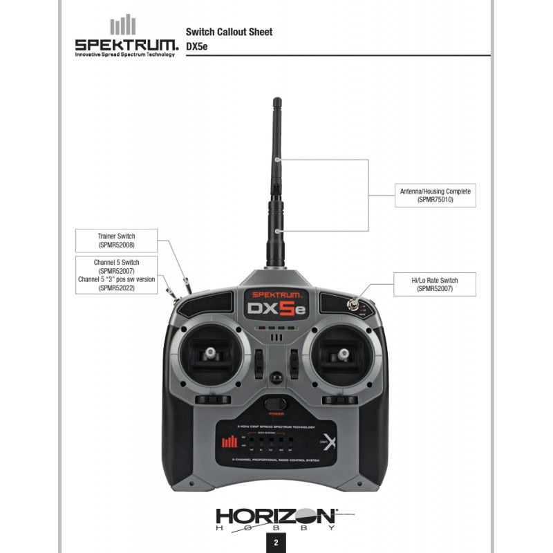 DX5E GEAR SWITCH & Hi/Lo Rate Switch