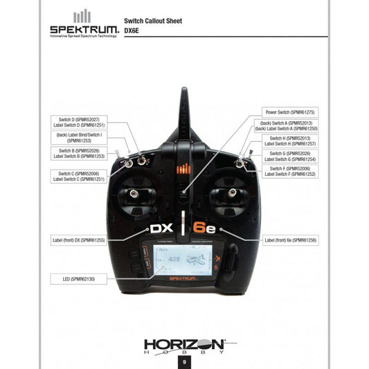 DX7S 2 Position Long Gear Mix ACRO)/Throttle Hold (HELI) (back) (SPMR52013)